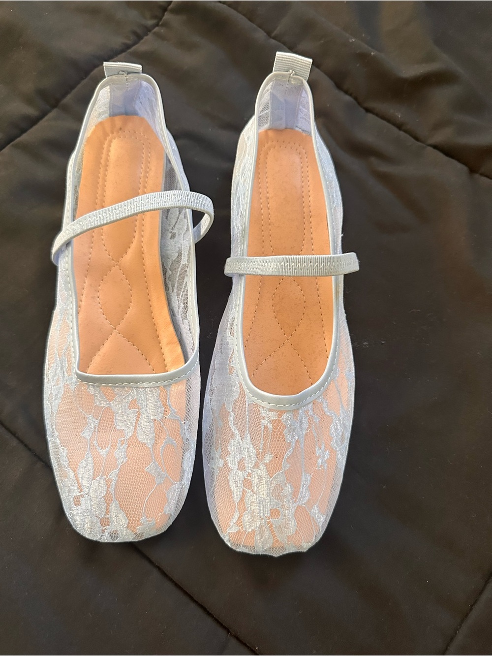 Light Blue Lace Mary Jane Ballet Flats